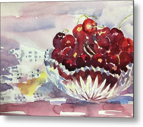 Tara Moorman Watercolors Metal Print featuring the painting Life is Just a Bowl of Cherries by Tara Moorman