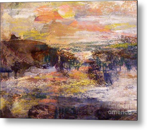 Abstract Gouache Landscape Metal Print featuring the painting Light Show at Dawn by Nancy Kane Chapman