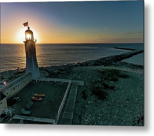 Lighthouse Metal Print featuring the photograph Lighthouse And The Sun by William Bretton