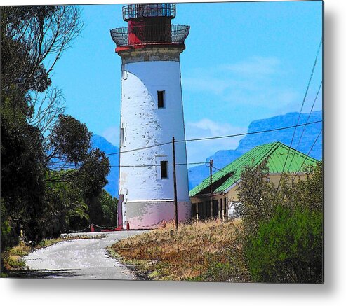 South Africa Landscape Metal Print featuring the photograph Lighthouse on Robben Island by Vijay Sharon Govender