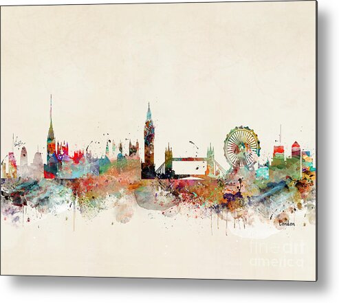 London City Metal Print featuring the painting London City Skyline by Bri Buckley