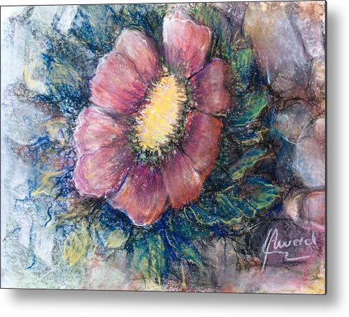 Flower Metal Print featuring the drawing Lonely on the Rock by Laila Awad Jamaleldin