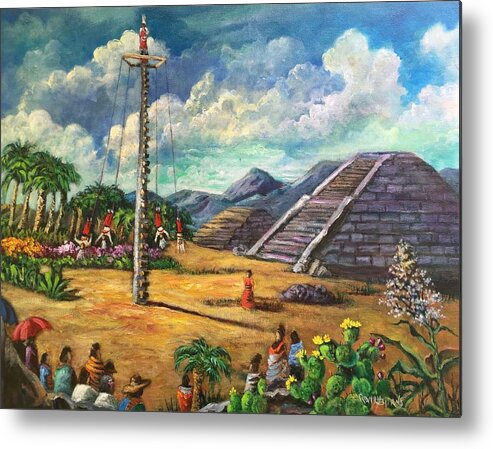 Mexico Metal Print featuring the painting Danza De Los Voladores by Rand Burns