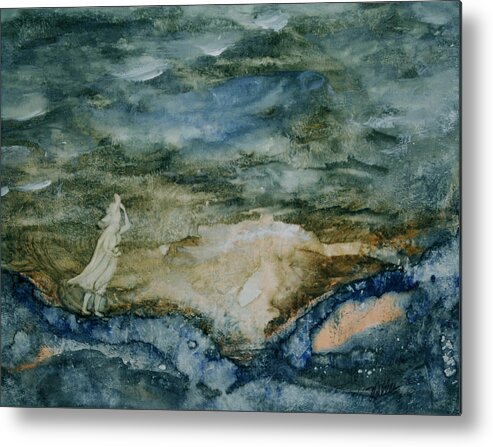 Stormy Metal Print featuring the painting Lost at Sea by Vallee Johnson
