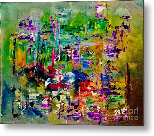 Abstract Metal Print featuring the painting Lost Connection by Elle Justine