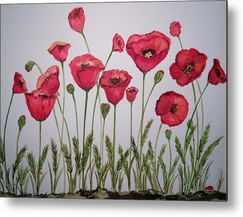 Poppies Metal Print featuring the painting Lot's of Poppies by Susan Nielsen