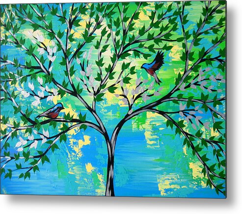 Green Metal Print featuring the painting Love and Hope by Cathy Jacobs