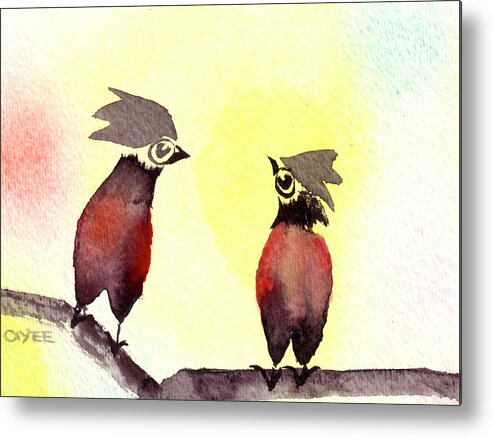 Cardinal Metal Print featuring the painting Love Is In The Air by Oiyee At Oystudio