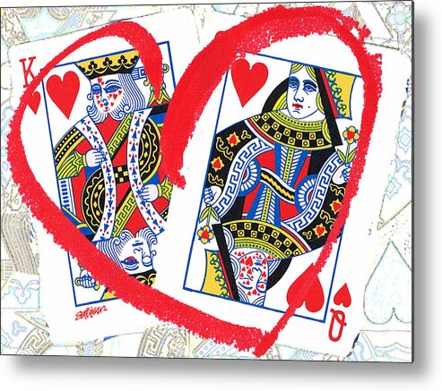 King Of Hearts Metal Print featuring the mixed media Love is in the Cards by Seth Weaver