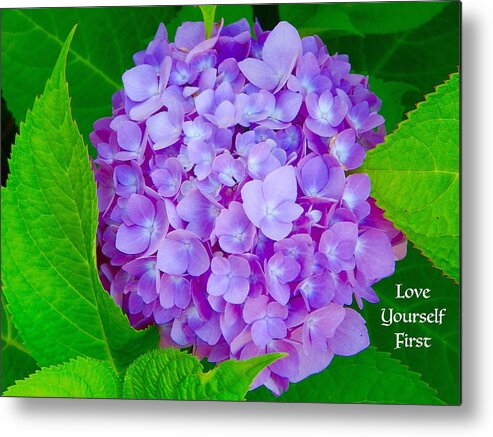 Purple Metal Print featuring the photograph Love yourself first by Sue Morris