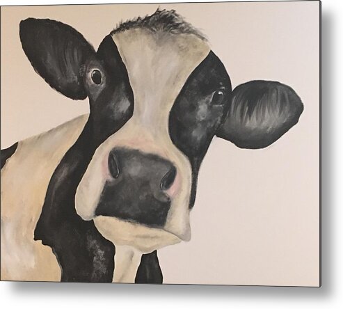 Cow Metal Print featuring the painting LuLu by Kimberly Daily