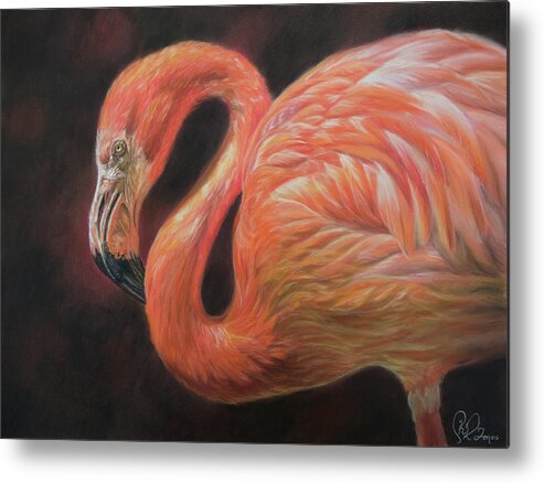 Flamingo Metal Print featuring the pastel Luminescence by Kirsty Rebecca