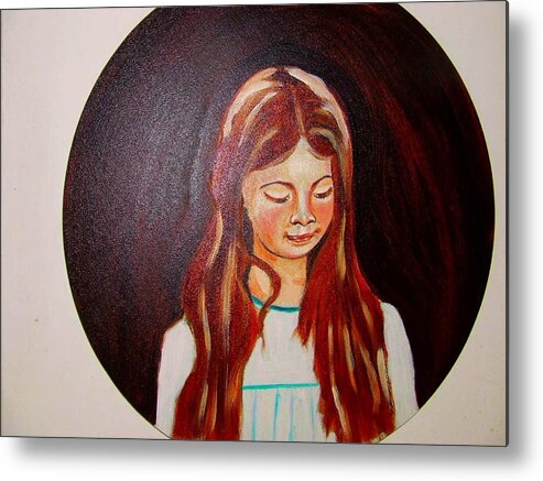 Portraits Metal Print featuring the painting Lydia by Rusty Gladdish