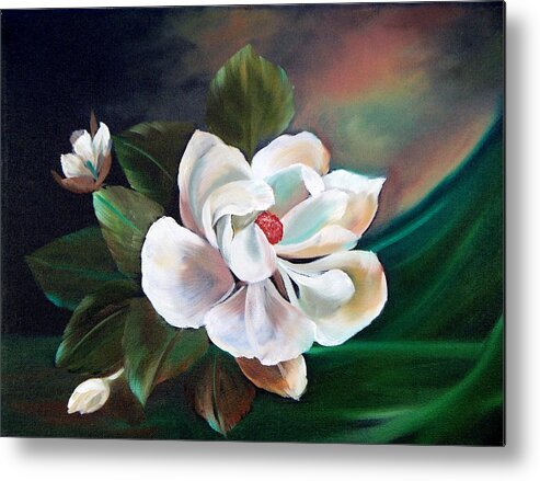 Floral Metal Print featuring the painting Magnolia by Joni McPherson