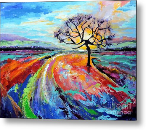 Contemporary Metal Print featuring the painting Many Paths, One Destination by Jodie Marie Anne Richardson Traugott     aka jm-ART