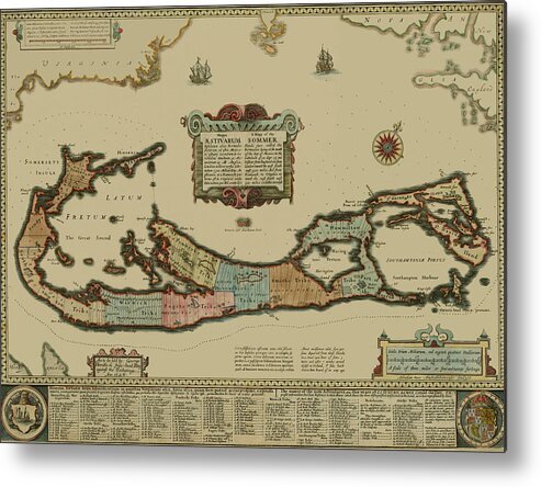 Map Of Bermuda Metal Print featuring the photograph Map Of Bermuda 1626 by Andrew Fare