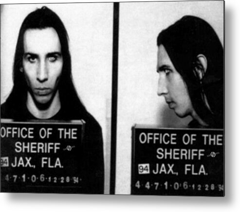 Marilyn Manson Metal Print featuring the photograph Marilyn Manson Mug Shot Horizontal by Tony Rubino