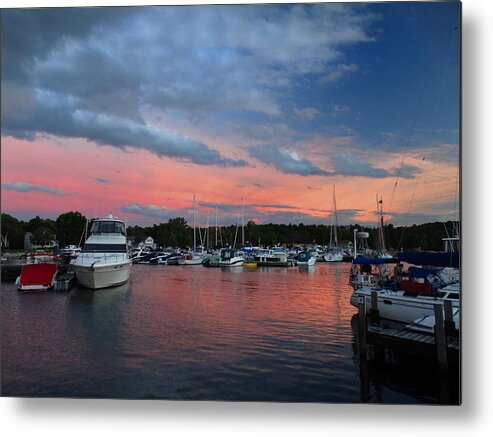 Sunset Metal Print featuring the photograph Marina Sunset Back Glow by David T Wilkinson