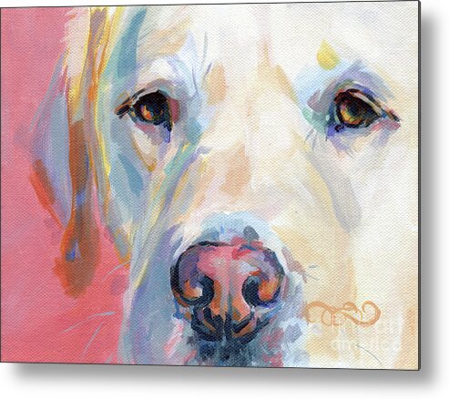 Yellow Lab Metal Print featuring the painting Martha's Pink Nose by Kimberly Santini