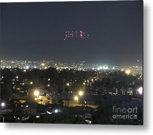 Maryvale Metal Print featuring the photograph Maryvale at Night With Antennas on South Mountain by Jim Williams Jr