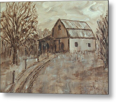 Barn Metal Print featuring the painting Mcginnis Barn by Pete Maier