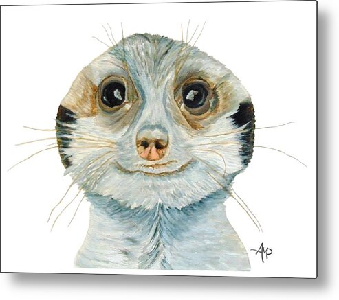 Suricate Metal Print featuring the painting Meerkat by Angeles M Pomata