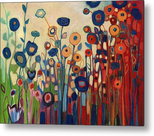 Abstract Metal Print featuring the painting Meet Me in My Garden Dreams by Jennifer Lommers
