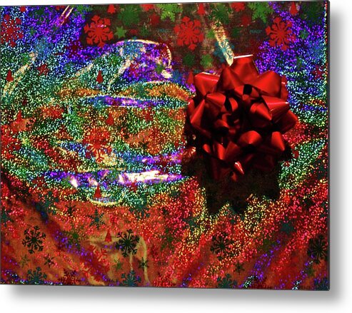 Present Metal Print featuring the photograph Merry And Festive Gift by Cynthia Guinn