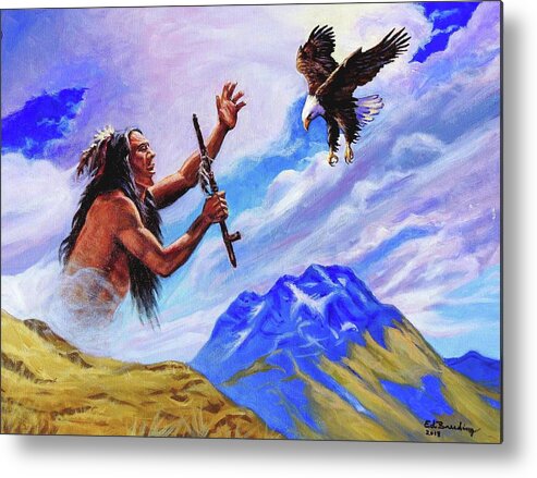 Nature Metal Print featuring the painting Message From The Ancestors by Ed Breeding