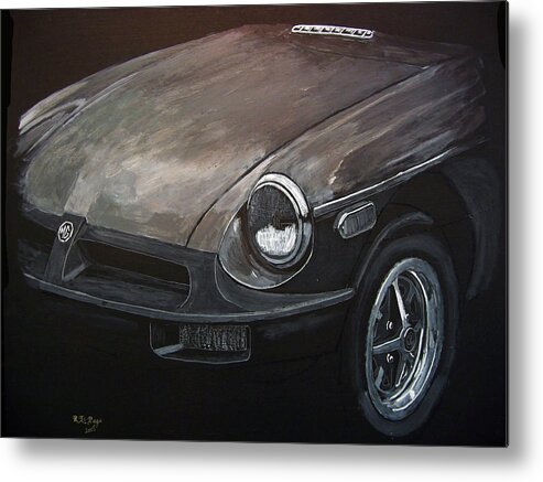 Car Metal Print featuring the painting MGB Rubber Bumper Front by Richard Le Page