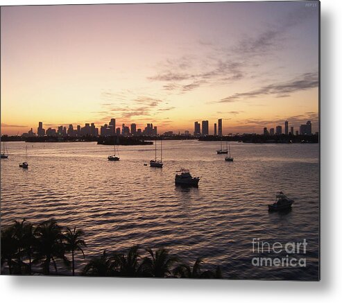 Miami Metal Print featuring the photograph Miami Florida At Dusk by Phil Perkins
