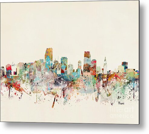 Miami Metal Print featuring the painting Miami Florida City Skyline by Bri Buckley