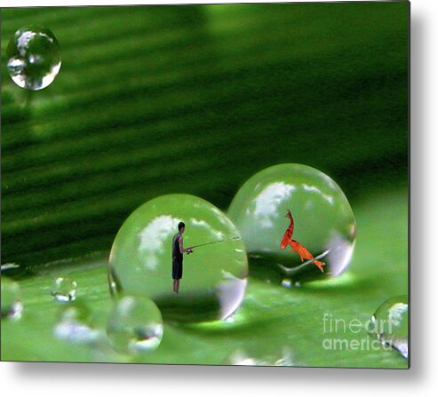 Water Drops Metal Print featuring the photograph Microcosms by Mariarosa Rockefeller