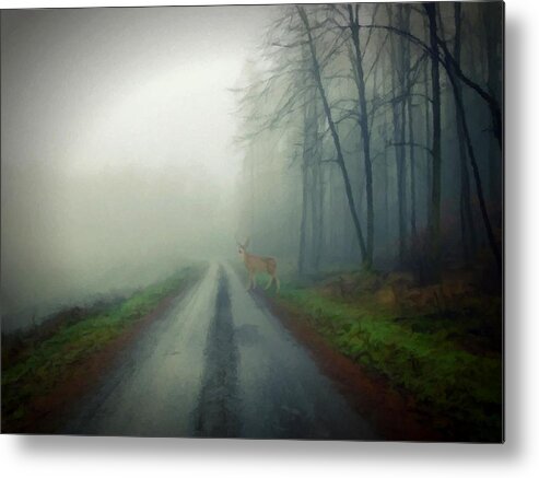 Mist Metal Print featuring the photograph Misty Morning Deer by David Dehner