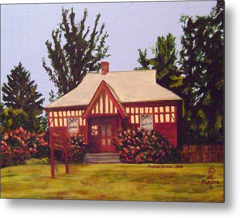 M.n.. Spear Memorial Library Metal Print featuring the painting M.N. Spear Memorial Library by Therese Legere