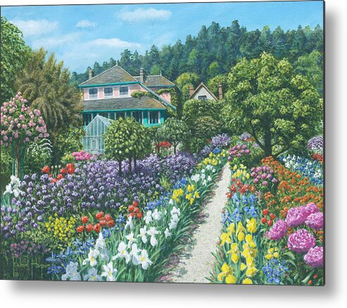 Landscape Metal Print featuring the painting Monet's Garden Giverny by Richard Harpum