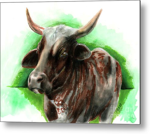 Cow Metal Print featuring the drawing Moo 2 by Samantha Strong