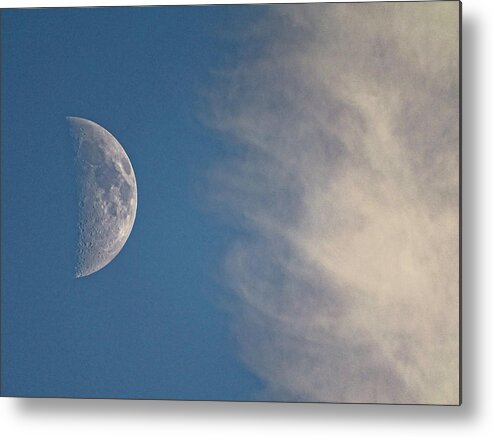 Moon Metal Print featuring the photograph Moon and Clouds by Hartmut Knisel