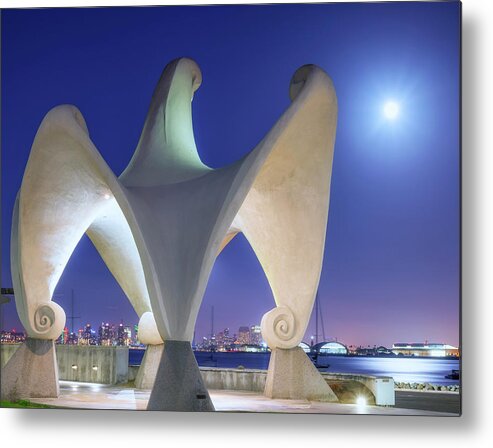 San Diego Metal Print featuring the photograph Moon Over The Wave by Joseph S Giacalone