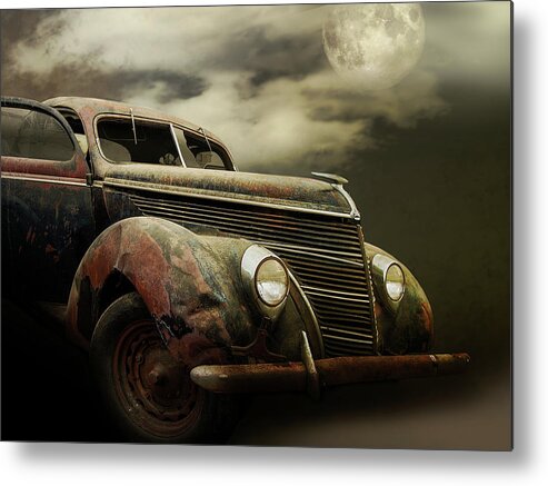 Cars Metal Print featuring the photograph Moonlight And Rust by John Anderson