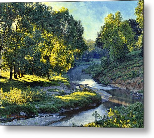 Landscape Metal Print featuring the painting Morning Light on the Creek by Bruce Morrison