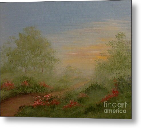 Morning Metal Print featuring the painting Morning Mist by Leea Baltes