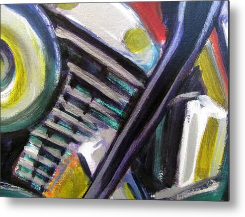 Motorcycle Metal Print featuring the painting Motorcycle Abstract Engine 1 by Anita Burgermeister