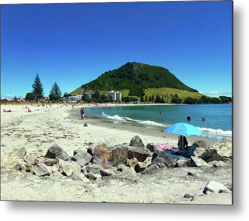Mount Maunganui Metal Print featuring the photograph Mount Maunganui Beach 1 - Tauranga New Zealand by Selena Boron