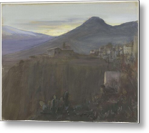 Nature Metal Print featuring the painting Mountain landscape in Taormina, Sicily, Italy, Bramine Hubrecht, 1865 - 1913 by Bramine Hubrecht