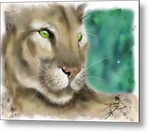 Cougar Metal Print featuring the digital art Mountain Lion by Darren Cannell