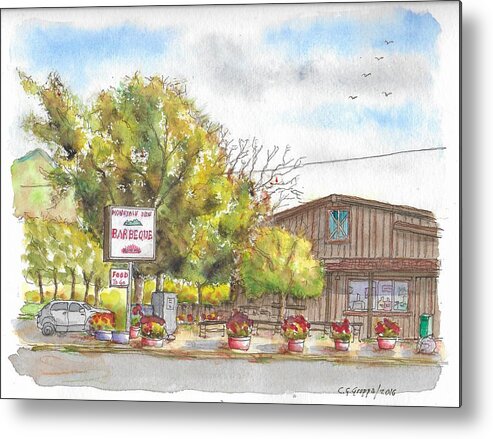 Montain View Barbeque Metal Print featuring the painting Mountain View Barbeque in Walker, California by Carlos G Groppa