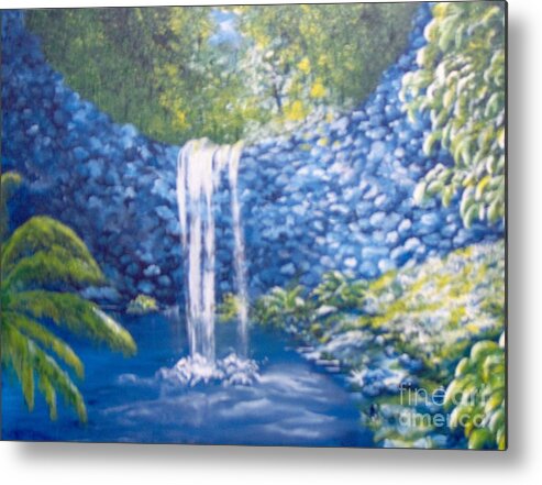 Palm Trees Metal Print featuring the painting Nature's Pool by Saundra Johnson