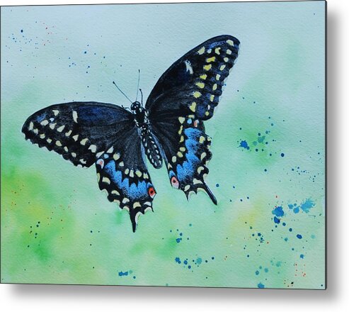Swallowtail Metal Print featuring the painting Neon Swallowtail by Sonja Jones
