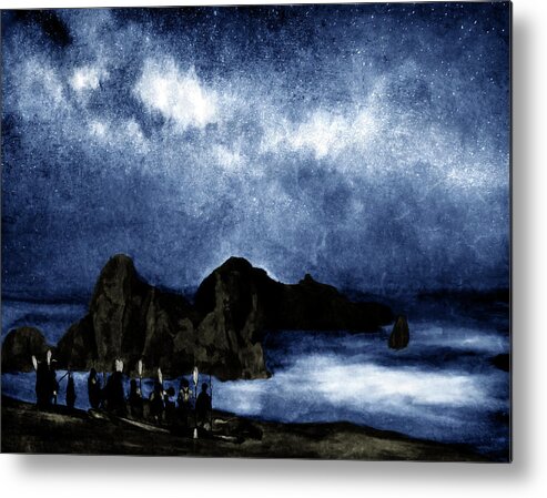 Beach Metal Print featuring the digital art Night Paddle by Ken Taylor